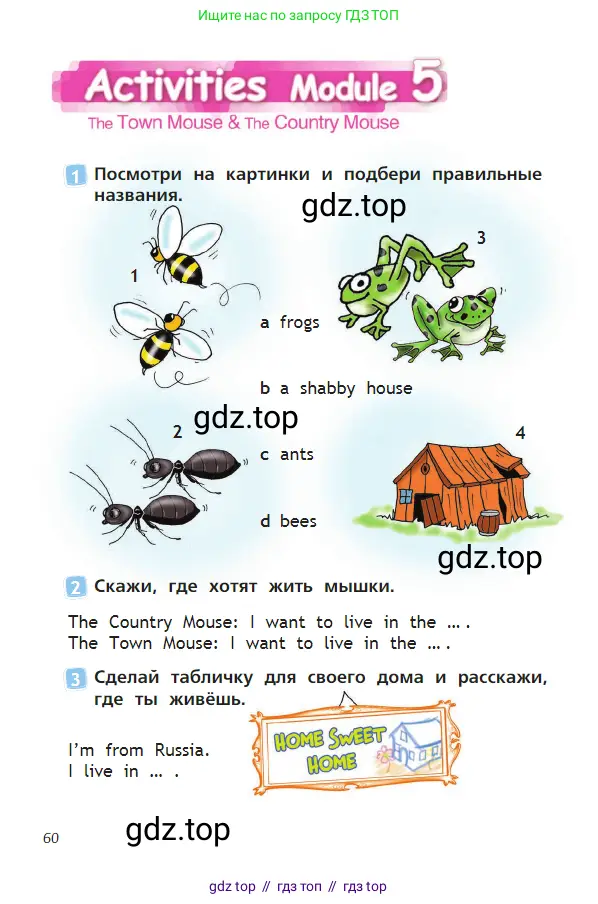 Английский язык (english), 2 класс Учебник (Student's book), авторы: Быкова Надежда Ильинична (Bykova Nadezhda), Бадулина Ольга Ивановна, Поспелова Марина Давидовна (Pospelova Marina), Эванс Вирджиния (Evans Virginia), издательство Просвещение, Москва, 2023, розового цвета, Часть ( Part) 1, страница 60