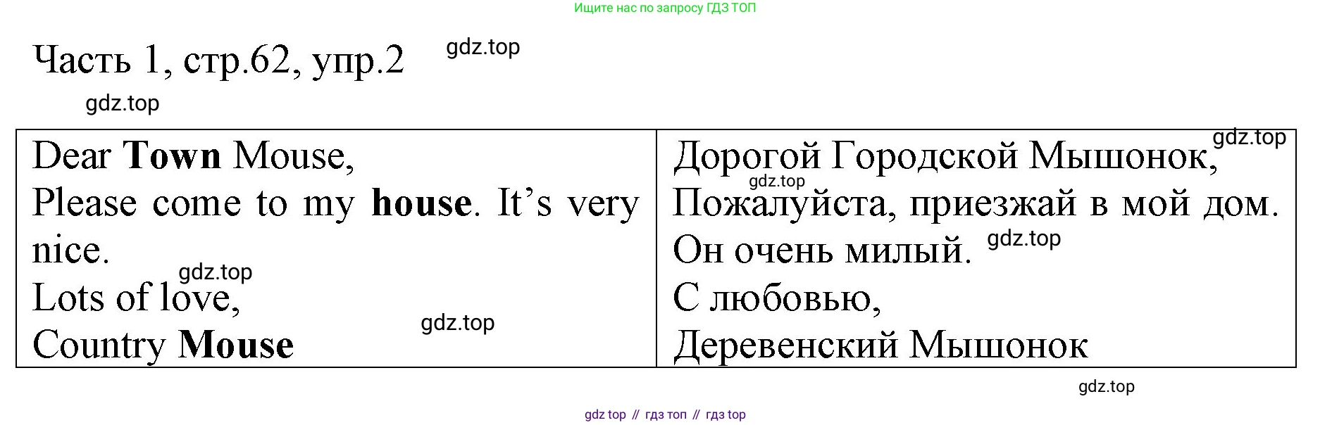 Английский язык (english), 2 класс Учебник (Student's book), авторы: Быкова Надежда Ильинична (Bykova Nadezhda), Бадулина Ольга Ивановна, Поспелова Марина Давидовна (Pospelova Marina), Эванс Вирджиния (Evans Virginia), издательство Просвещение, Москва, 2023, розового цвета, Часть ( Part) 1, страница 62, номер 2, Решение 1