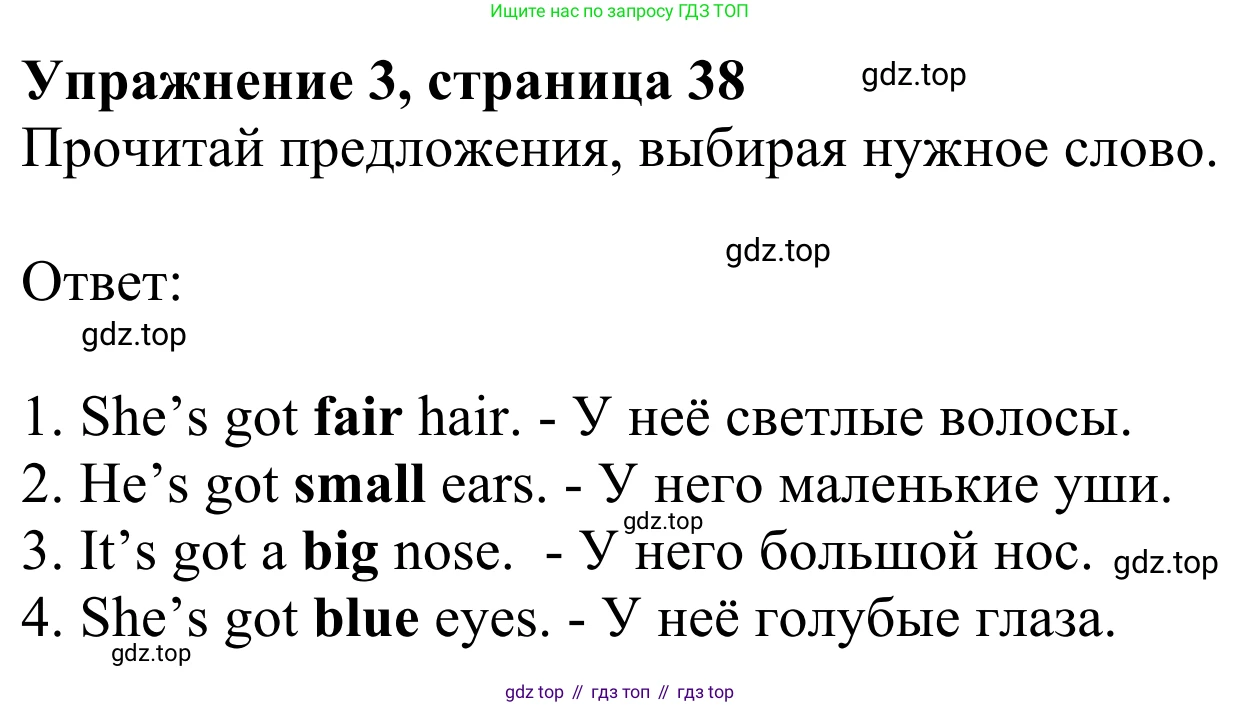 Английский язык (english), 2 класс Учебник (Student's book), авторы: Быкова Надежда Ильинична (Bykova Nadezhda), Бадулина Ольга Ивановна, Поспелова Марина Давидовна (Pospelova Marina), Эванс Вирджиния (Evans Virginia), издательство Просвещение, Москва, 2023, розового цвета, Часть ( Part) 2, страница 38, номер 3, Решение 2