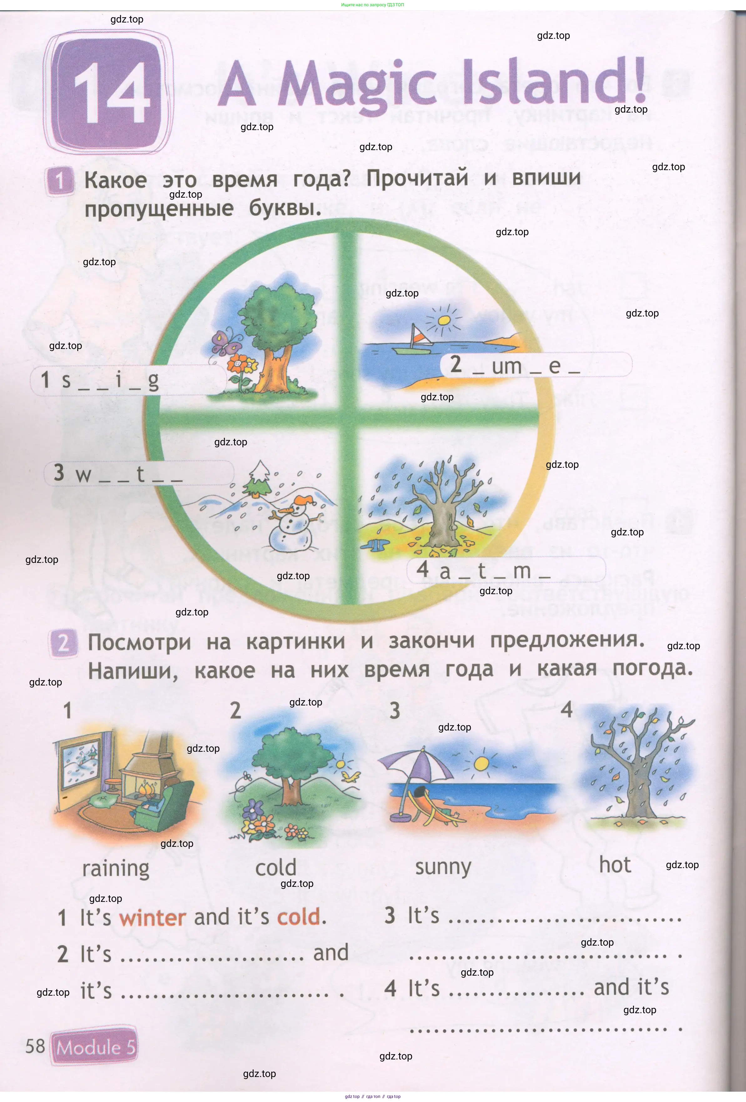 Английский язык (english), 2 класс Рабочая тетрадь (workbook), авторы: Быкова Надежда Ильинична (Bykova Nadezhda), Дули Дженни (Dooley Jenny), Поспелова Марина Давидовна (Pospelova Marina), Эванс Вирджиния (Evans Virginia), издательство Просвещение, Москва, 2023, розового цвета, страница 58