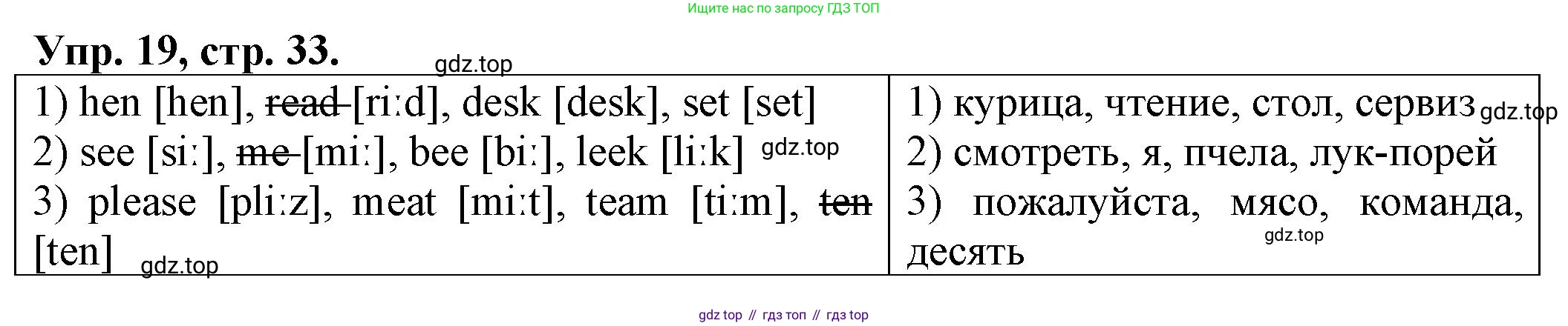 ГДЗ Английский язык (english), 2 класс Сборник упражнений, автор: Котова Марина Петровна, издательство Просвещение, Москва, 2023, белого цвета, страница 33, номер 19, Решение