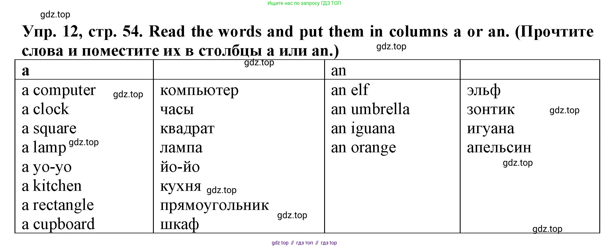 ГДЗ Английский язык (english), 2 класс Сборник упражнений, автор: Котова Марина Петровна, издательство Просвещение, Москва, 2023, белого цвета, страница 54, номер 12, Решение