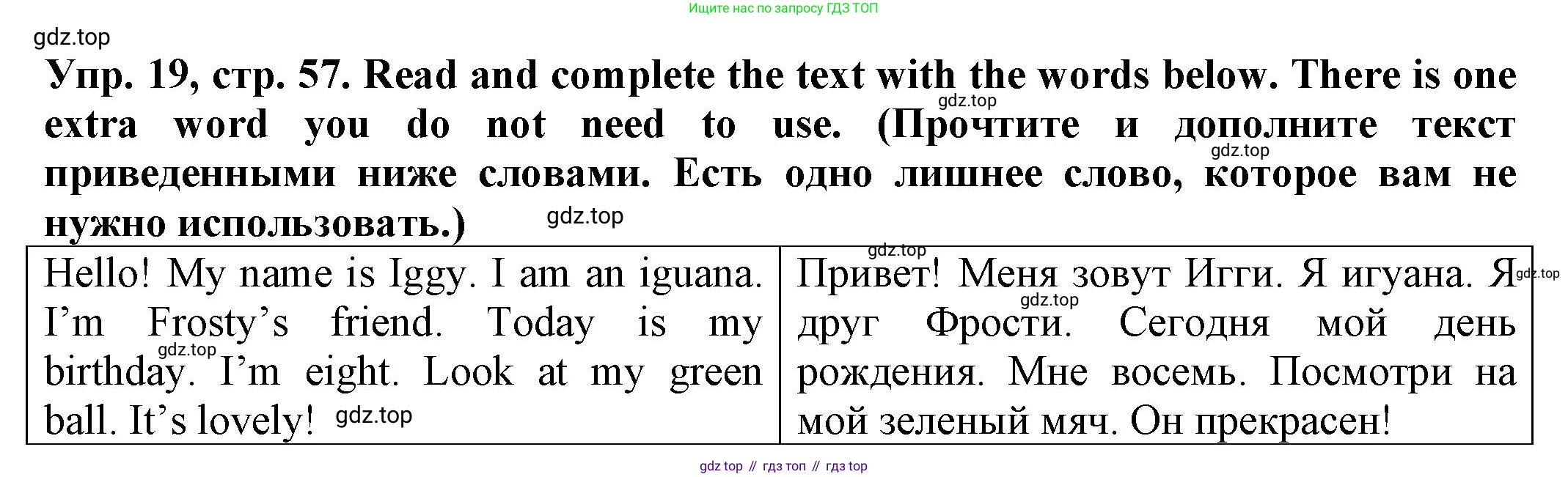 ГДЗ Английский язык (english), 2 класс Сборник упражнений, автор: Котова Марина Петровна, издательство Просвещение, Москва, 2023, белого цвета, страница 57, номер 19, Решение