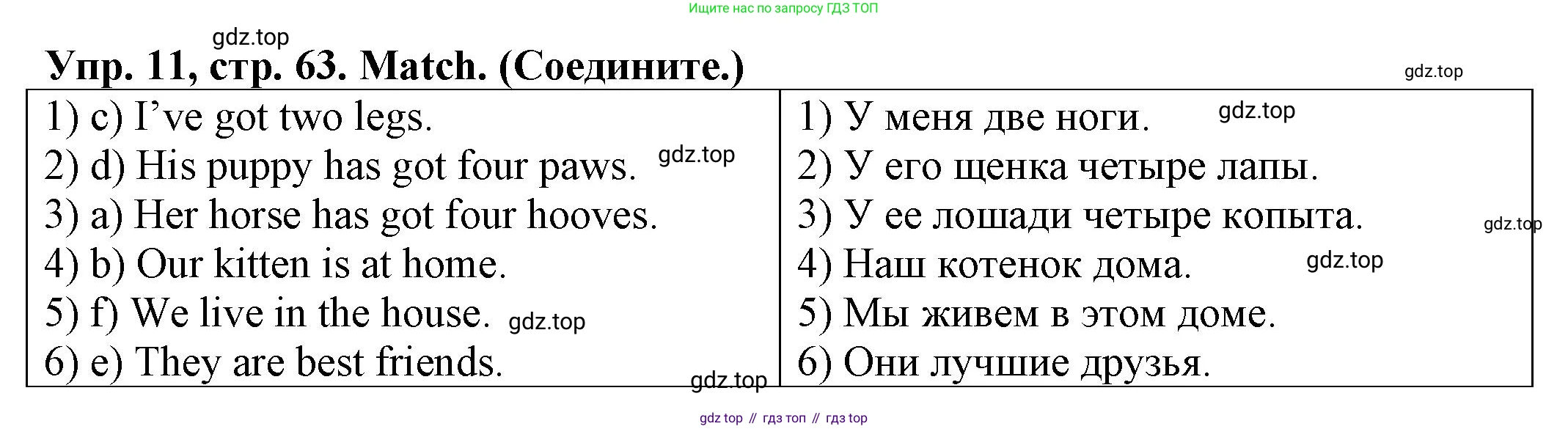 ГДЗ Английский язык (english), 2 класс Сборник упражнений, автор: Котова Марина Петровна, издательство Просвещение, Москва, 2023, белого цвета, страница 63, номер 11, Решение