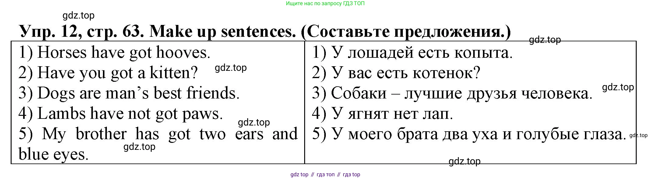 ГДЗ Английский язык (english), 2 класс Сборник упражнений, автор: Котова Марина Петровна, издательство Просвещение, Москва, 2023, белого цвета, страница 63, номер 12, Решение