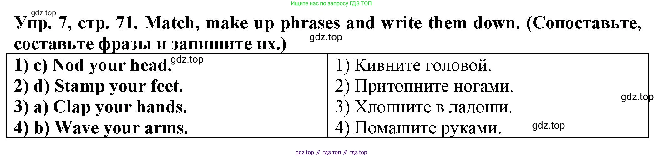 ГДЗ Английский язык (english), 2 класс Сборник упражнений, автор: Котова Марина Петровна, издательство Просвещение, Москва, 2023, белого цвета, страница 71, номер 7, Решение