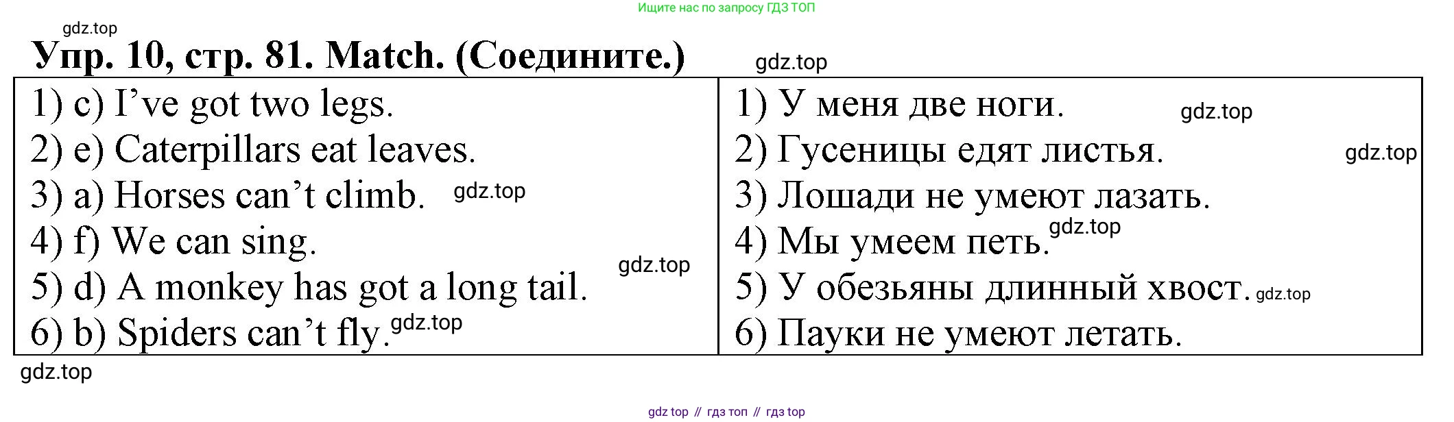 ГДЗ Английский язык (english), 2 класс Сборник упражнений, автор: Котова Марина Петровна, издательство Просвещение, Москва, 2023, белого цвета, страница 81, номер 10, Решение
