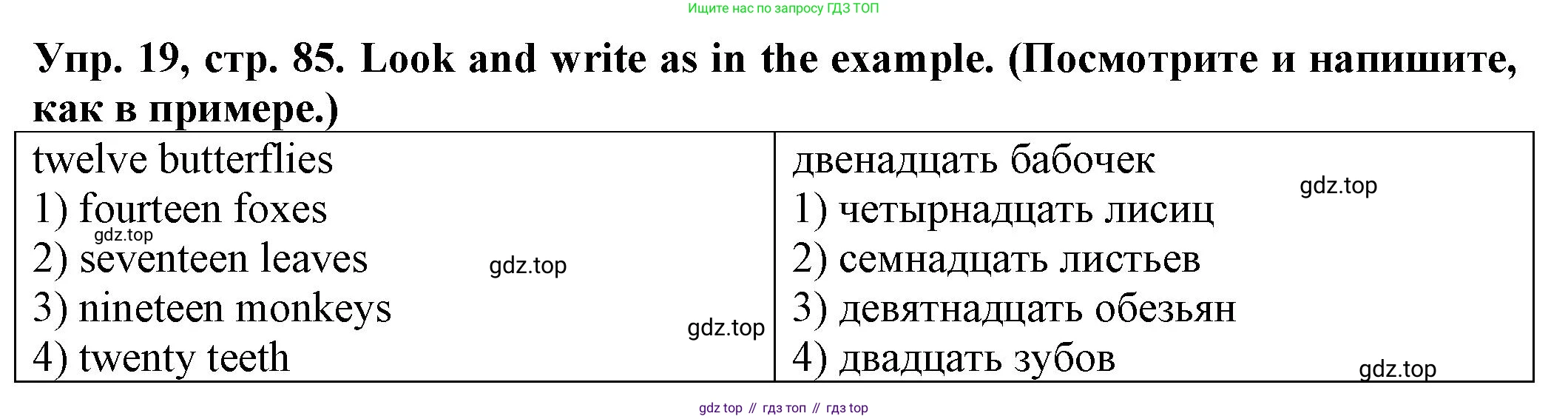 ГДЗ Английский язык (english), 2 класс Сборник упражнений, автор: Котова Марина Петровна, издательство Просвещение, Москва, 2023, белого цвета, страница 85, номер 19, Решение