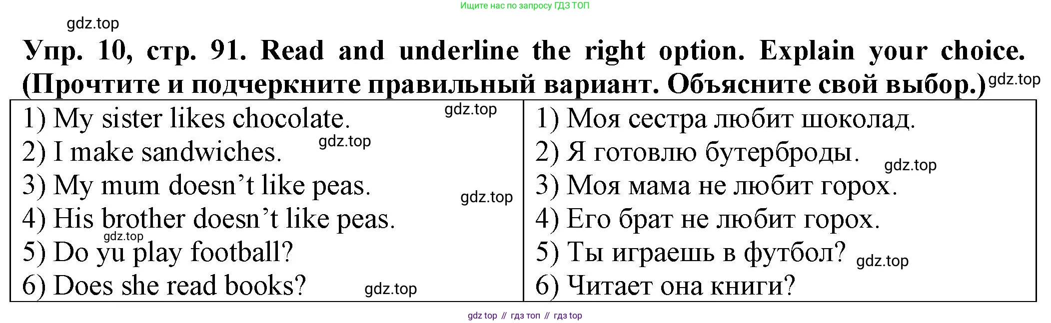 ГДЗ Английский язык (english), 2 класс Сборник упражнений, автор: Котова Марина Петровна, издательство Просвещение, Москва, 2023, белого цвета, страница 91, номер 10, Решение