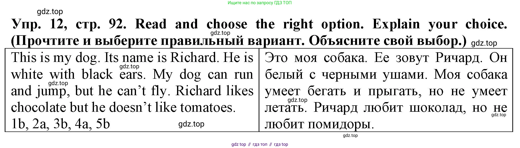 ГДЗ Английский язык (english), 2 класс Сборник упражнений, автор: Котова Марина Петровна, издательство Просвещение, Москва, 2023, белого цвета, страница 92, номер 12, Решение