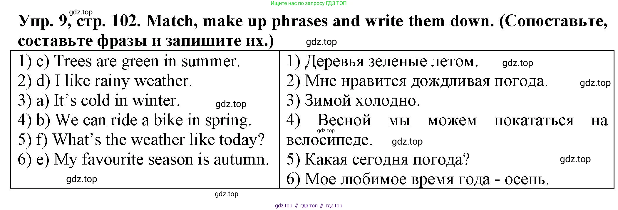 ГДЗ Английский язык (english), 2 класс Сборник упражнений, автор: Котова Марина Петровна, издательство Просвещение, Москва, 2023, белого цвета, страница 102, номер 9, Решение