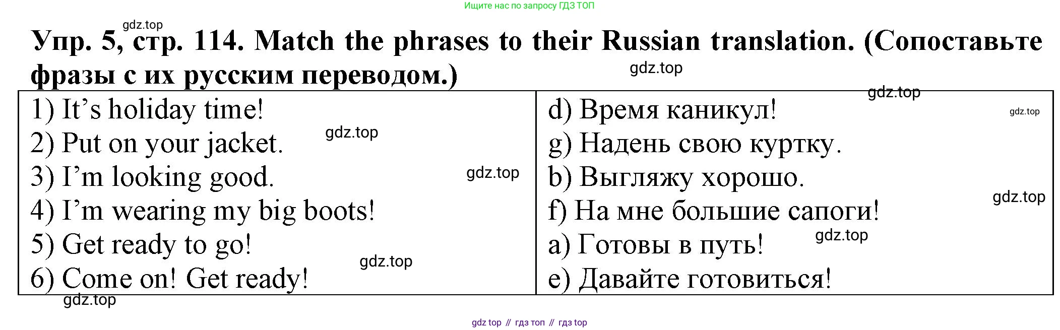 ГДЗ Английский язык (english), 2 класс Сборник упражнений, автор: Котова Марина Петровна, издательство Просвещение, Москва, 2023, белого цвета, страница 114, номер 5, Решение