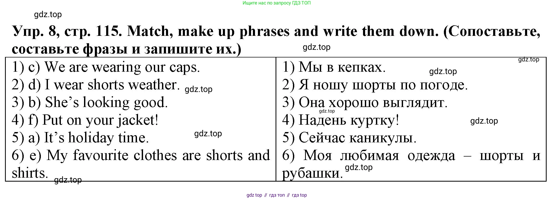 ГДЗ Английский язык (english), 2 класс Сборник упражнений, автор: Котова Марина Петровна, издательство Просвещение, Москва, 2023, белого цвета, страница 115, номер 8, Решение