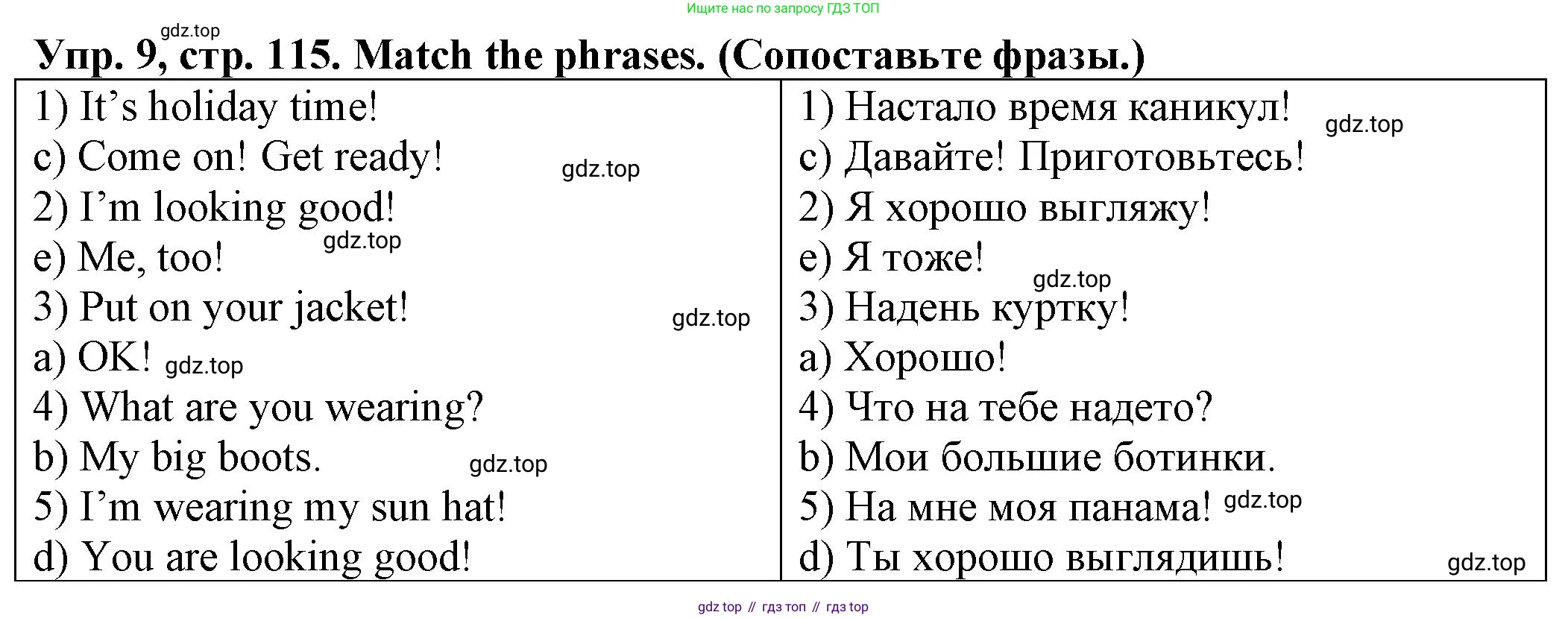 ГДЗ Английский язык (english), 2 класс Сборник упражнений, автор: Котова Марина Петровна, издательство Просвещение, Москва, 2023, белого цвета, страница 115, номер 9, Решение