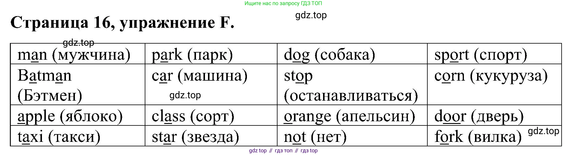 Английский язык (english), 2 класс рабочая тетрадь (activity book), авторы: Вербицкая Мария Валерьевна (Verbitskaya Maria), Оралова Ольга Викторовна (Oralova Olga), Эббс Брайен (Abbs Brian), Уорелл Энн (Worrall Anne), Уорд Энн (Ward Ann), издательство Просвещение, Москва, 2023, зелёного цвета, страница 16, номер F, Решение