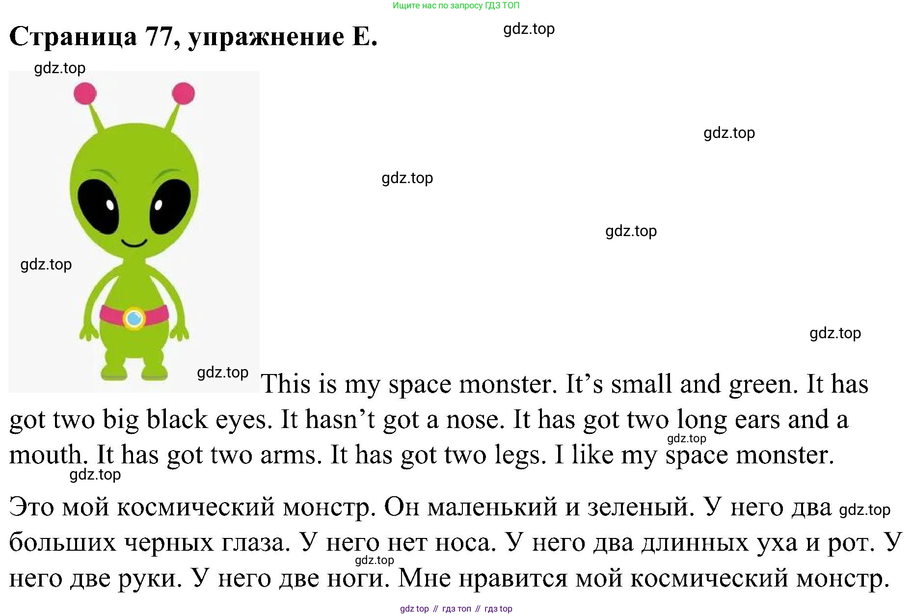 Английский язык (english), 2 класс рабочая тетрадь (activity book), авторы: Вербицкая Мария Валерьевна (Verbitskaya Maria), Оралова Ольга Викторовна (Oralova Olga), Эббс Брайен (Abbs Brian), Уорелл Энн (Worrall Anne), Уорд Энн (Ward Ann), издательство Просвещение, Москва, 2023, зелёного цвета, страница 77, номер E, Решение