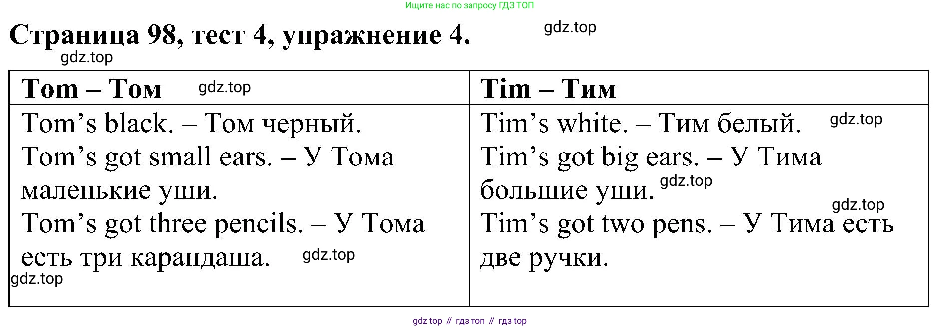 Английский язык (english), 2 класс рабочая тетрадь (activity book), авторы: Вербицкая Мария Валерьевна (Verbitskaya Maria), Оралова Ольга Викторовна (Oralova Olga), Эббс Брайен (Abbs Brian), Уорелл Энн (Worrall Anne), Уорд Энн (Ward Ann), издательство Просвещение, Москва, 2023, зелёного цвета, страница 98, номер 4, Решение