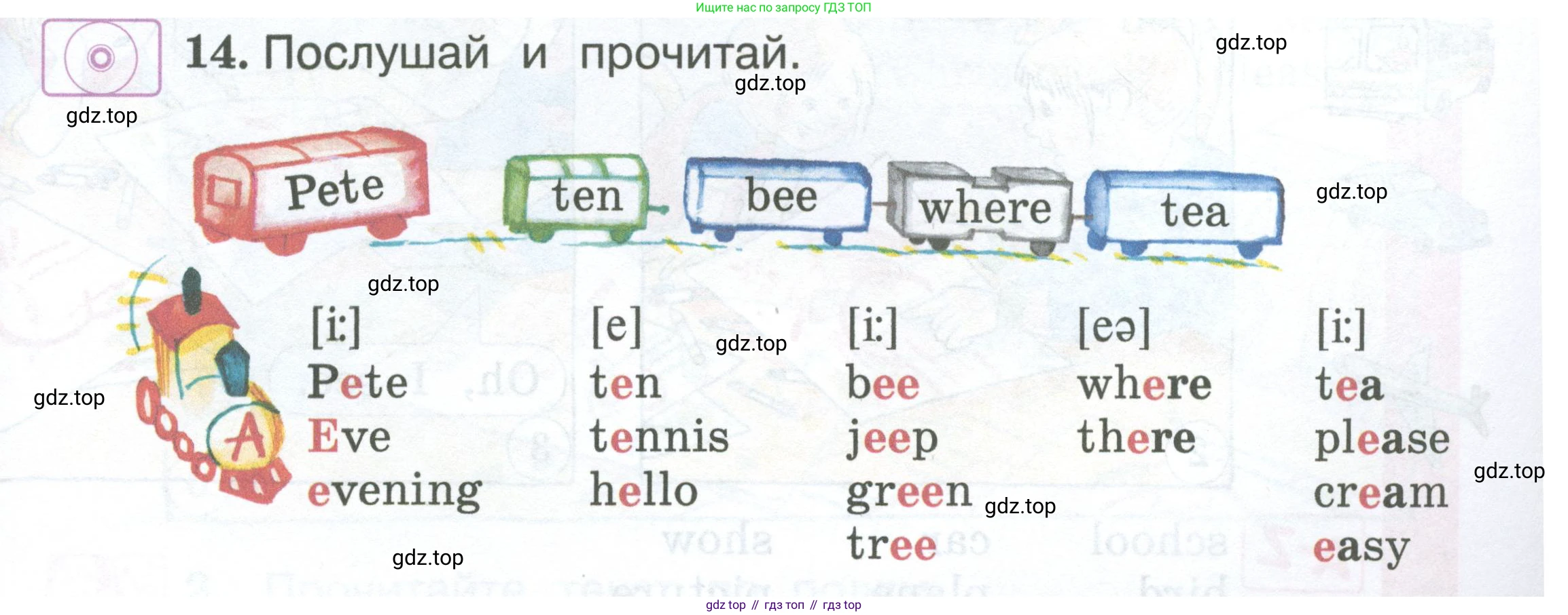 Английский язык (english), 2 класс Учебник (Student's book), авторы: Вербицкая Мария Валерьевна (Verbitskaya Maria), Эббс Брайен (Abbs Brian), Уорелл Энн (Worrall Anne), Уорд Энн (Ward Ann), Оралова Ольга Викторовна (Oralova Olga), издательство Просвещение, Москва, 2023, зелёного цвета, Часть ( Part) 1, страница 59, номер 14, Условие
