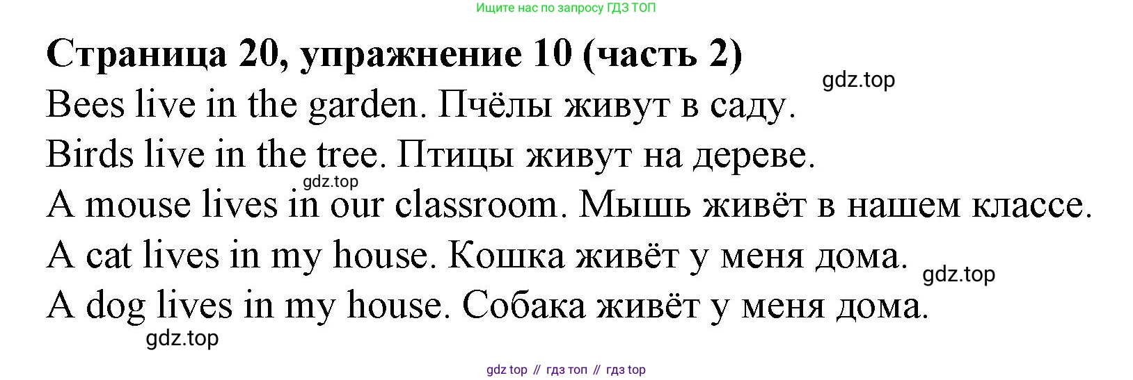 Английский язык (english), 2 класс Учебник (Student's book), авторы: Вербицкая Мария Валерьевна (Verbitskaya Maria), Эббс Брайен (Abbs Brian), Уорелл Энн (Worrall Anne), Уорд Энн (Ward Ann), Оралова Ольга Викторовна (Oralova Olga), издательство Просвещение, Москва, 2023, зелёного цвета, Часть ( Part) 2, страница 20, номер 10, Решение