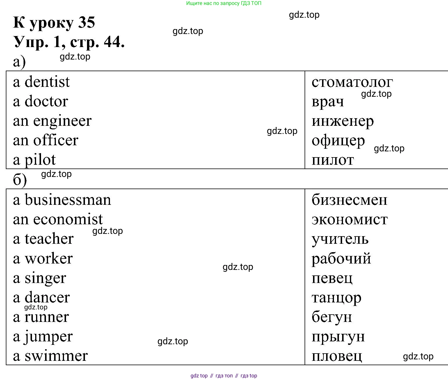 Английский язык (english), 2 класс Рабочая тетрадь (workbook), авторы: Верещагина Ирина Николаевна (Vereshchagina Irina), Бондаренко Кира Алексеевна (Bondarenko Kira), Притыкина Тамара Александровна (Pritykina Tamara), издательство Просвещение, Москва, 2023, белого цвета, страница 44, номер 1, Решение