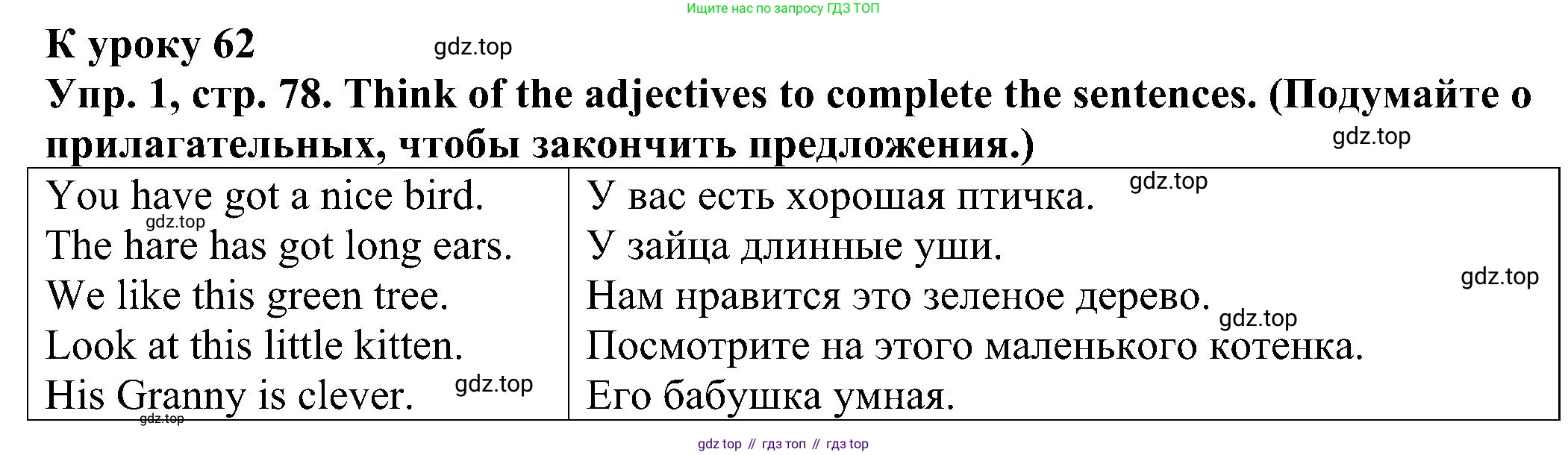 Английский язык (english), 2 класс Рабочая тетрадь (workbook), авторы: Верещагина Ирина Николаевна (Vereshchagina Irina), Бондаренко Кира Алексеевна (Bondarenko Kira), Притыкина Тамара Александровна (Pritykina Tamara), издательство Просвещение, Москва, 2023, белого цвета, страница 78, номер 1, Решение