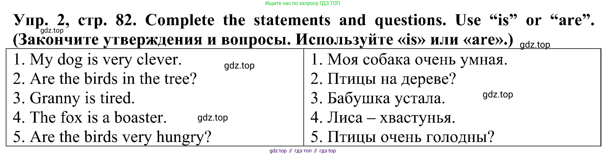 Английский язык (english), 2 класс Рабочая тетрадь (workbook), авторы: Верещагина Ирина Николаевна (Vereshchagina Irina), Бондаренко Кира Алексеевна (Bondarenko Kira), Притыкина Тамара Александровна (Pritykina Tamara), издательство Просвещение, Москва, 2023, белого цвета, страница 82, номер 2, Решение