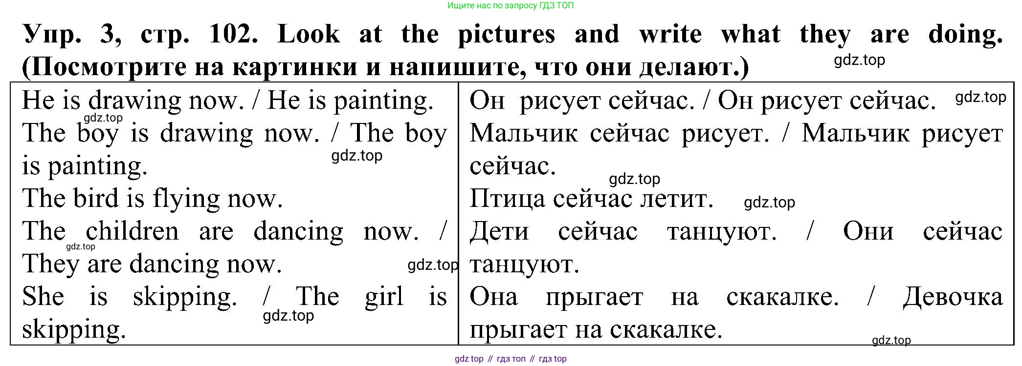 Английский язык (english), 2 класс Рабочая тетрадь (workbook), авторы: Верещагина Ирина Николаевна (Vereshchagina Irina), Бондаренко Кира Алексеевна (Bondarenko Kira), Притыкина Тамара Александровна (Pritykina Tamara), издательство Просвещение, Москва, 2023, белого цвета, страница 102, номер 3, Решение