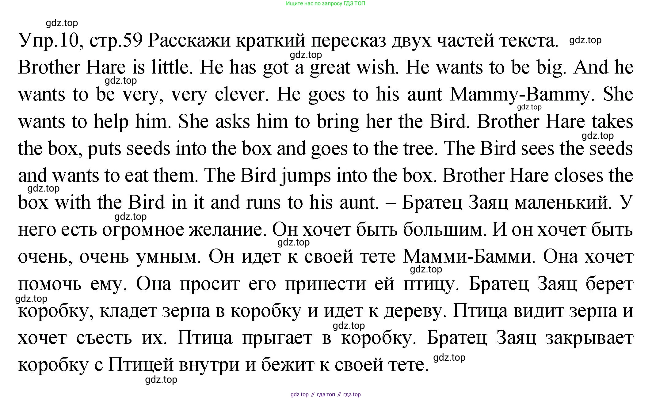 ГДЗ Английский язык (english), 2 класс Учебник (Student's book), авторы: Верещагина Ирина Николаевна (Vereshchagina Irina), Бондаренко Кира Алексеевна (Bondarenko Kira), Притыкина Тамара Александровна (Pritykina Tamara), издательство Просвещение, Москва, 2023, белого цвета, Часть ( Part) 2, страница 59, номер 10, Решение