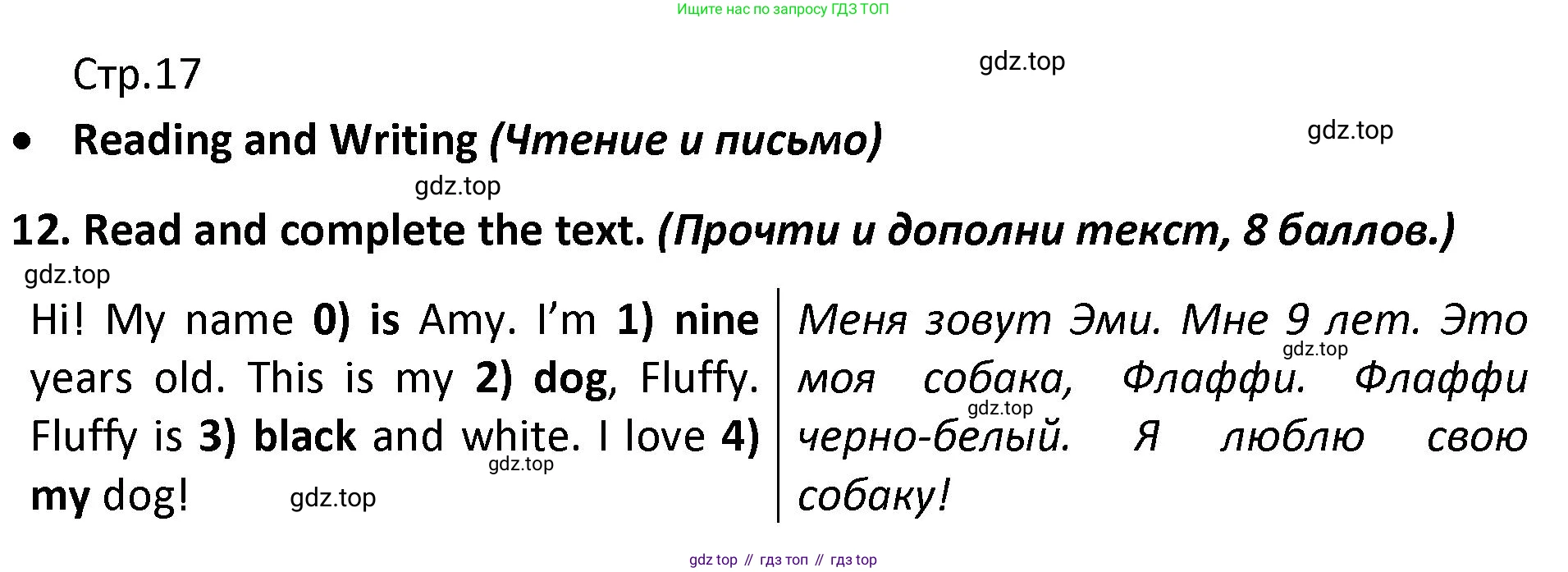 Английский язык (english), 3 класс контрольные задания (test booklet), автор: Баранова Ксения Михайловна (Baranova Ksenia), издательство Просвещение, Москва, 2023, серого цвета, страница 17, номер 12, Решение