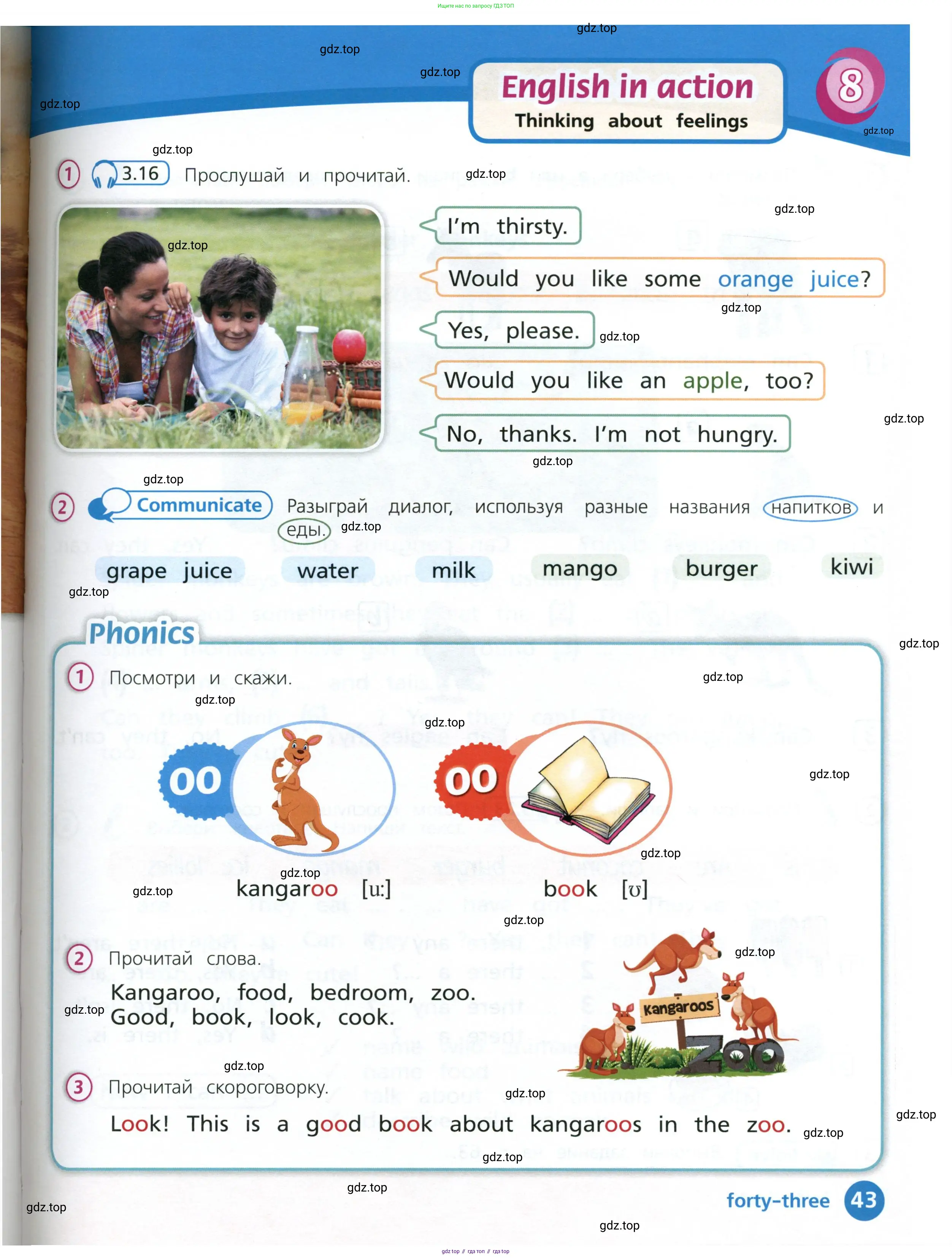 Английский язык (english), 3 класс Учебник (Student's book), авторы: Костюк Евгения Владимировна (Kostyuk Evgeniya), Колоницкая Лидия Борисовна (Kolonitskaya Lidiya), Кустаф Лесли (Koustaff Lesley), издательство Просвещение, Москва, 2023, белого цвета, Часть ( Part) 1, страница 43