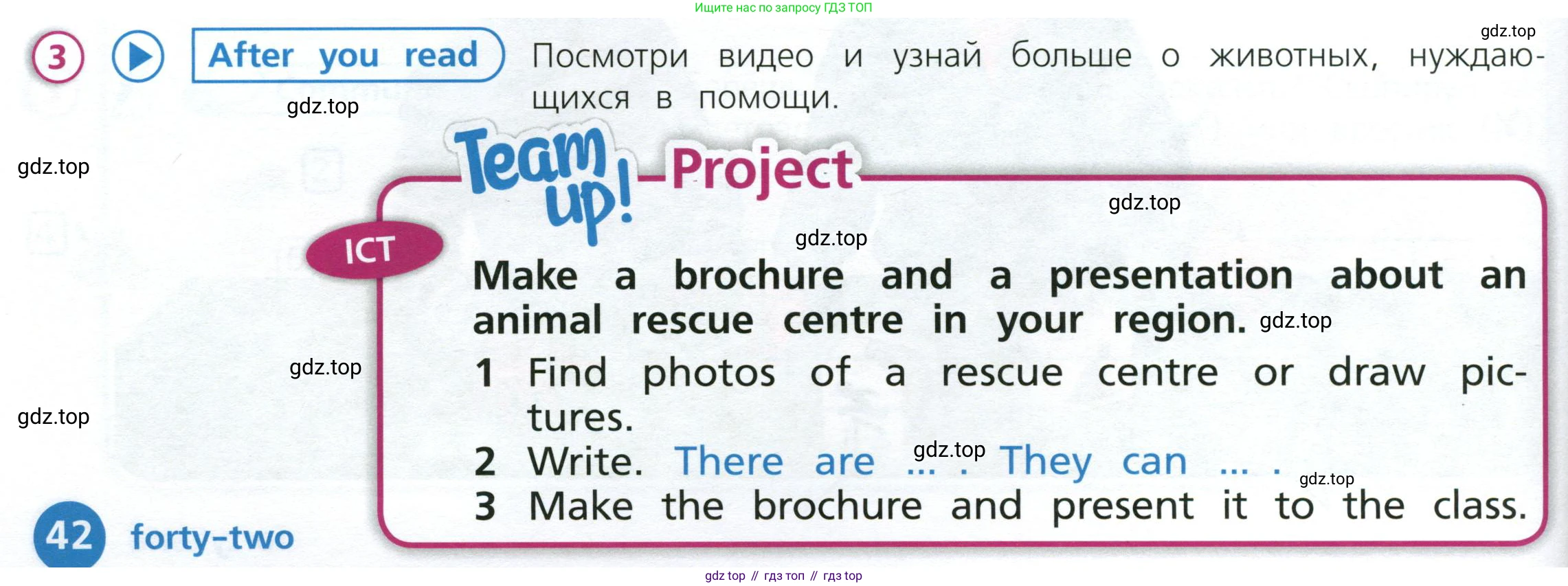 Английский язык (english), 3 класс Учебник (Student's book), авторы: Костюк Евгения Владимировна (Kostyuk Evgeniya), Колоницкая Лидия Борисовна (Kolonitskaya Lidiya), Кустаф Лесли (Koustaff Lesley), издательство Просвещение, Москва, 2023, белого цвета, Часть ( Part) 2, страница 42, номер 3, Условие