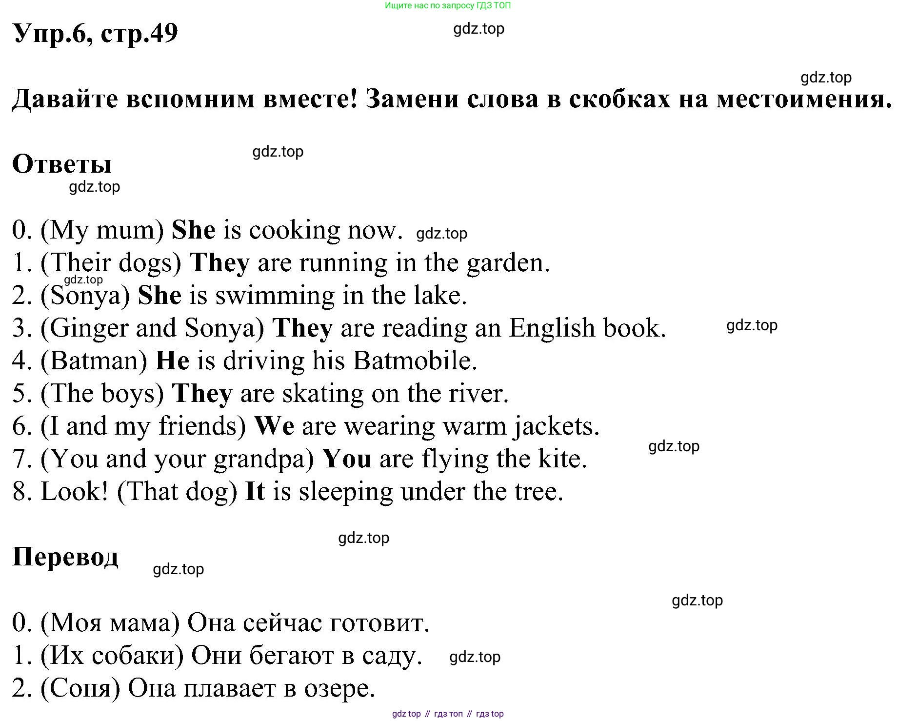 ГДЗ Английский язык (english), 3 класс сборник грамматических упражнений, автор: Рязанцева Светлана Борисовна, издательство Просвещение, Москва, 2024, белого цвета, страница 49, номер 6, Решение
