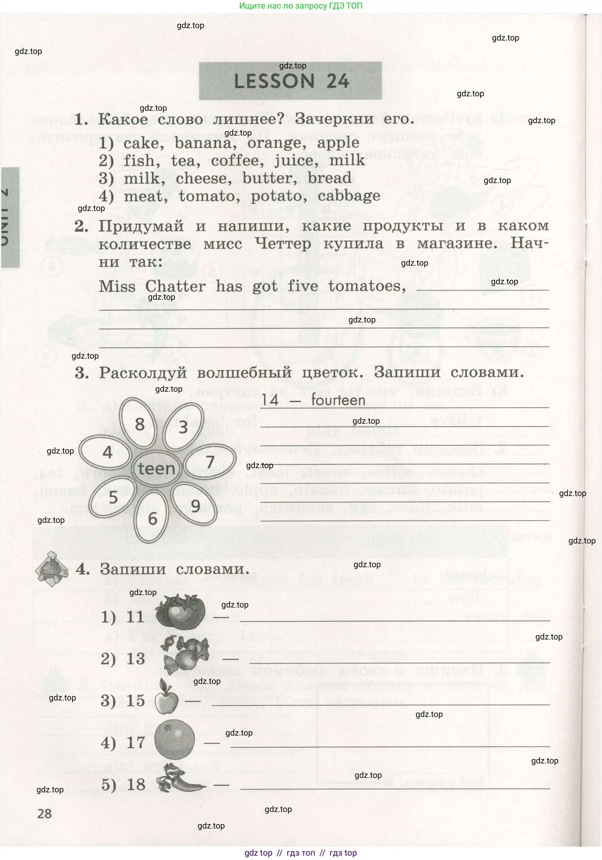 Английский язык (english), 3 класс рабочая тетрадь с контрольными работами (workbook + tests), авторы: Биболетова Мерем Забатовна, Денисенко Ольга Анатольевна, Трубанева Наталия Николаевна, издательство Просвещение, Москва, 2023, зелёного цвета, страница 28