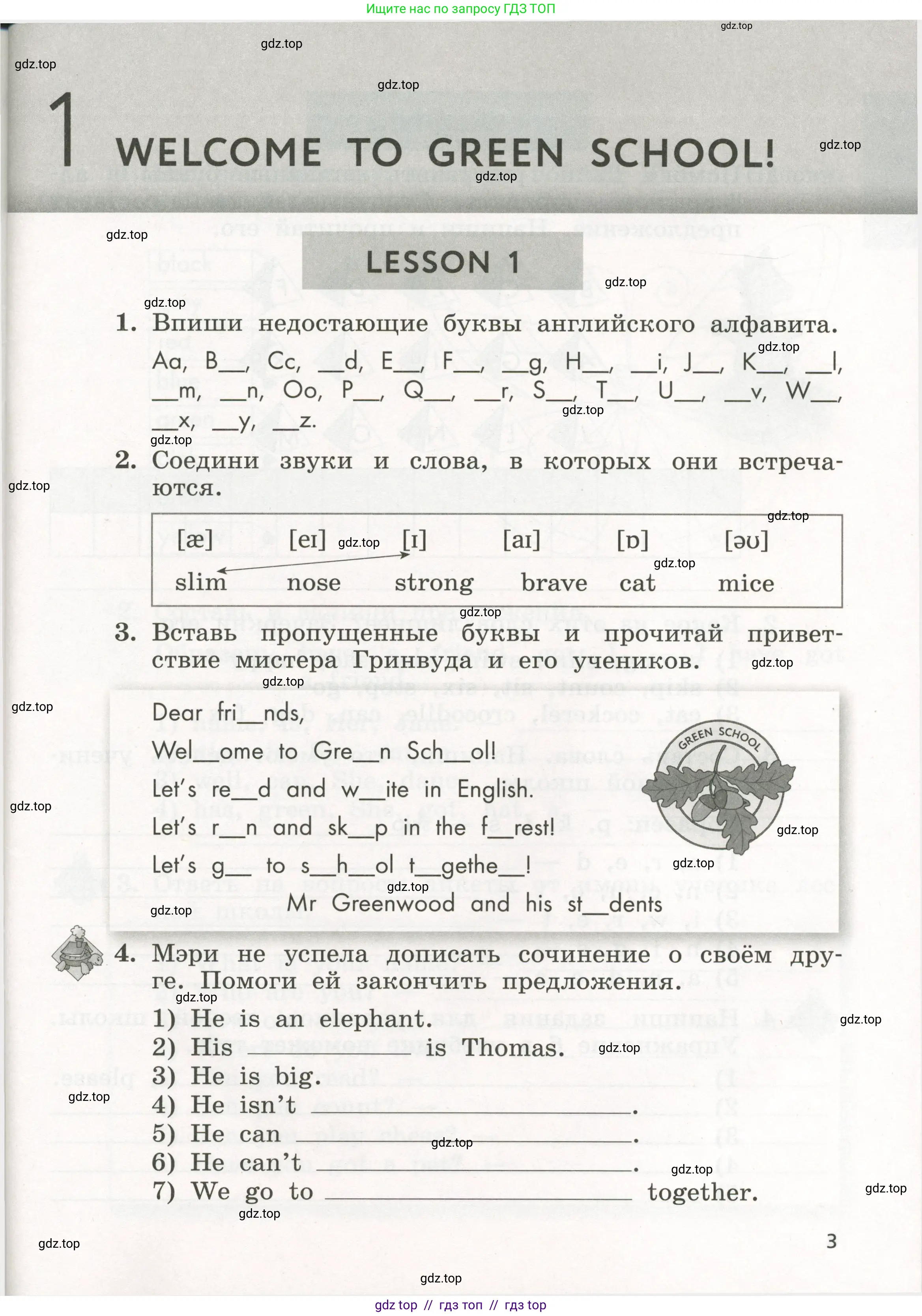 Английский язык (english), 3 класс рабочая тетрадь с контрольными работами (workbook + tests), авторы: Биболетова Мерем Забатовна, Денисенко Ольга Анатольевна, Трубанева Наталия Николаевна, издательство Просвещение, Москва, 2023, зелёного цвета, страница 3