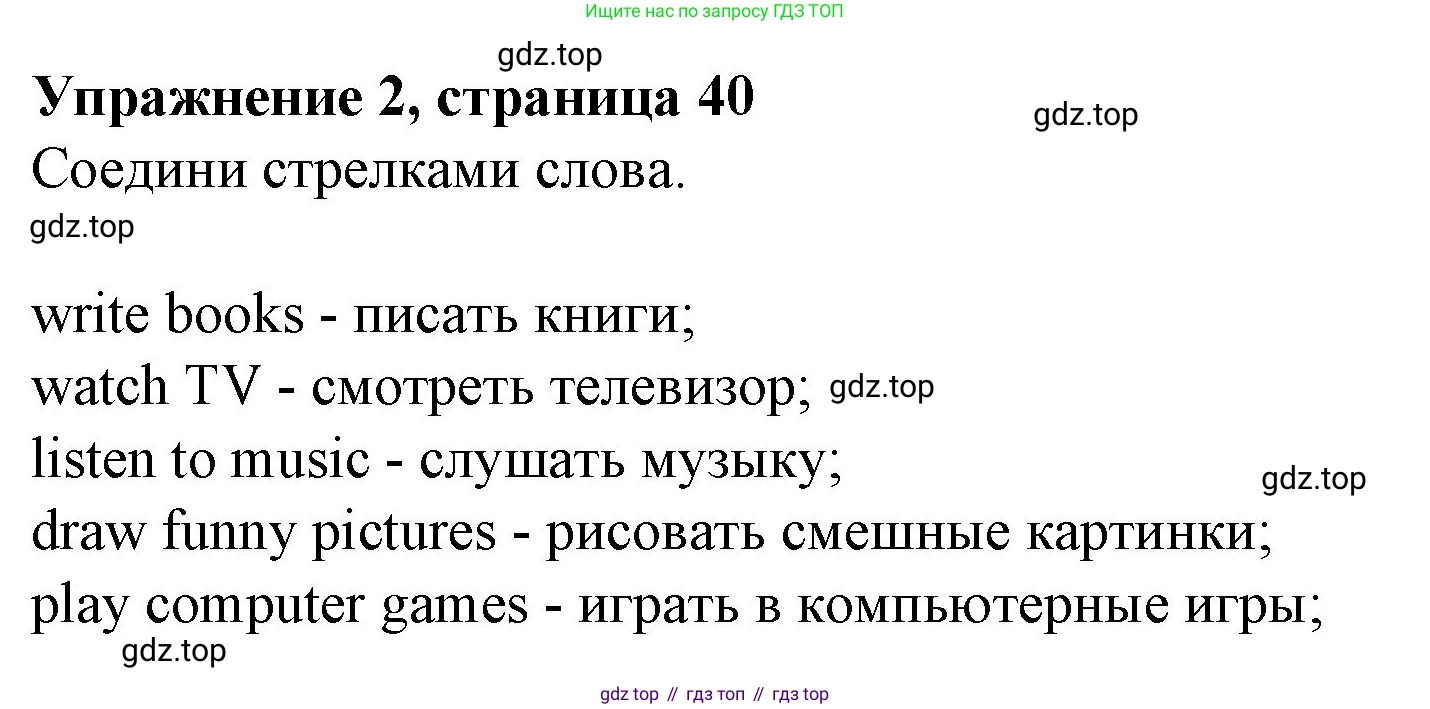 ГДЗ Английский язык (english), 3 класс рабочая тетрадь с контрольными работами (workbook + tests), авторы: Биболетова Мерем Забатовна, Денисенко Ольга Анатольевна, Трубанева Наталия Николаевна, издательство Просвещение, Москва, 2023, зелёного цвета, страница 40, номер 2, Решение 2016-2022