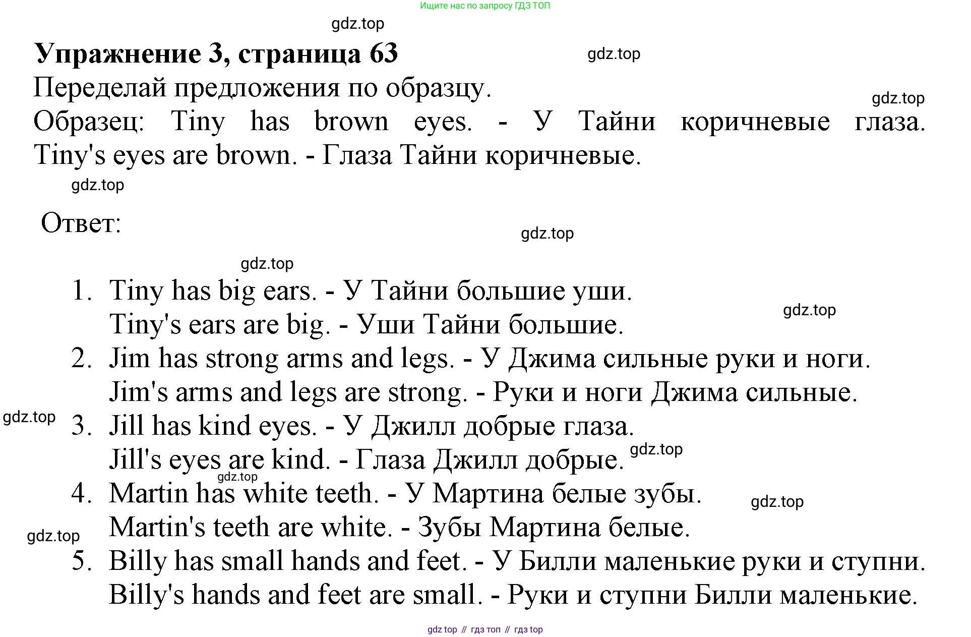 ГДЗ Английский язык (english), 3 класс рабочая тетрадь с контрольными работами (workbook + tests), авторы: Биболетова Мерем Забатовна, Денисенко Ольга Анатольевна, Трубанева Наталия Николаевна, издательство Просвещение, Москва, 2023, зелёного цвета, страница 63, номер 3, Решение 2023