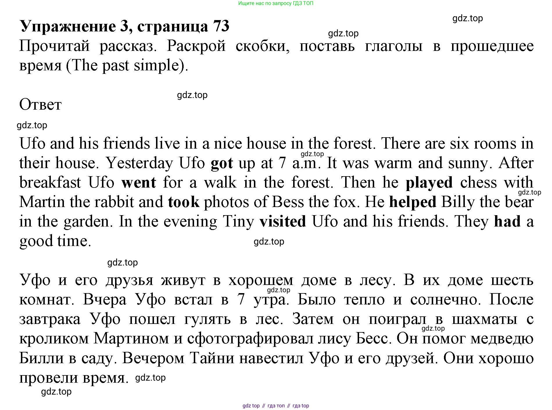 ГДЗ Английский язык (english), 3 класс рабочая тетрадь с контрольными работами (workbook + tests), авторы: Биболетова Мерем Забатовна, Денисенко Ольга Анатольевна, Трубанева Наталия Николаевна, издательство Просвещение, Москва, 2023, зелёного цвета, страница 73, номер 3, Решение 2023