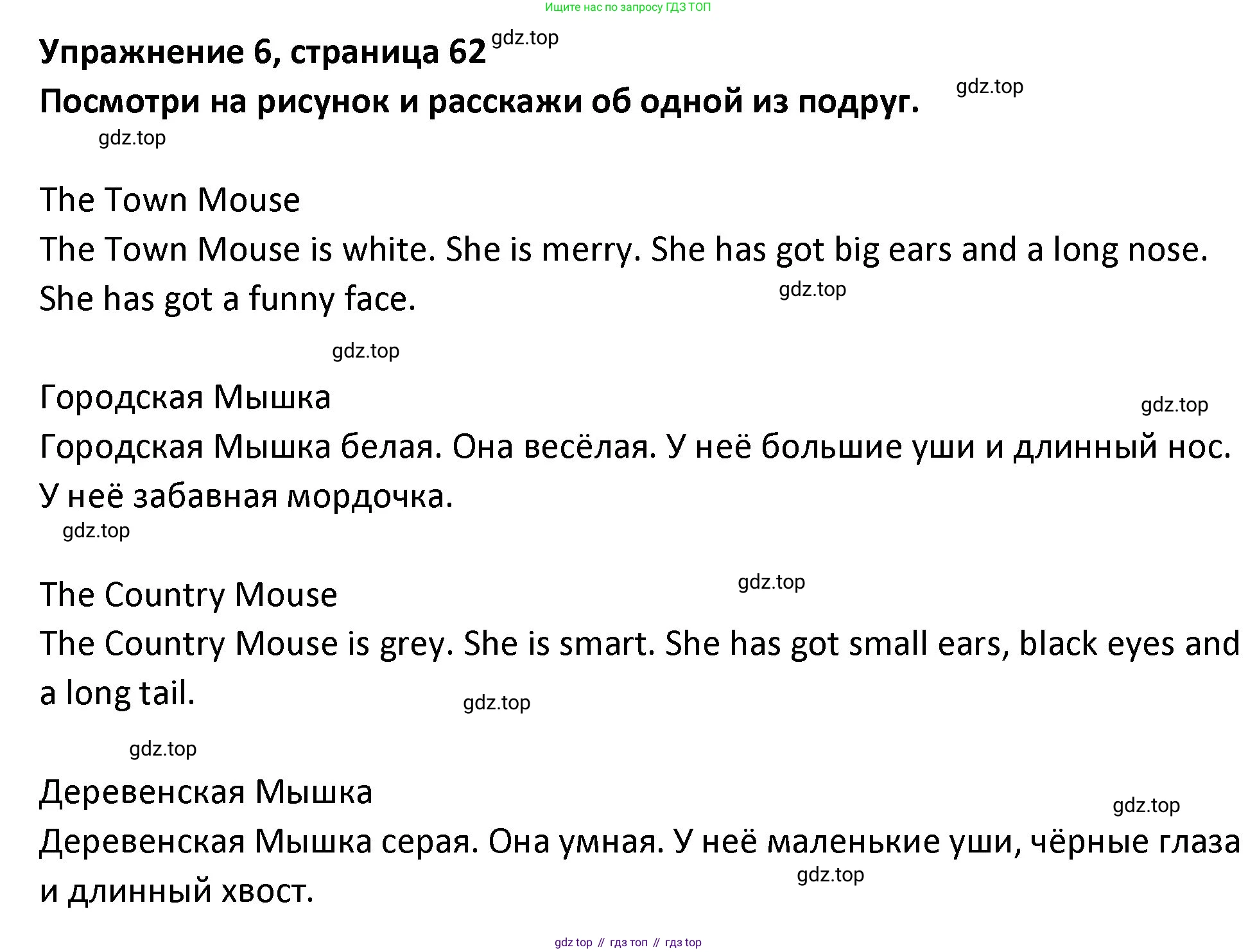 ГДЗ Английский язык (english), 3 класс Учебник (Student's book), авторы: Биболетова Мерем Забатовна, Денисенко Ольга Анатольевна, Трубанева Наталия Николаевна, издательство Просвещение, Москва, 2023, зелёного цвета, страница 62, номер 6, Решение