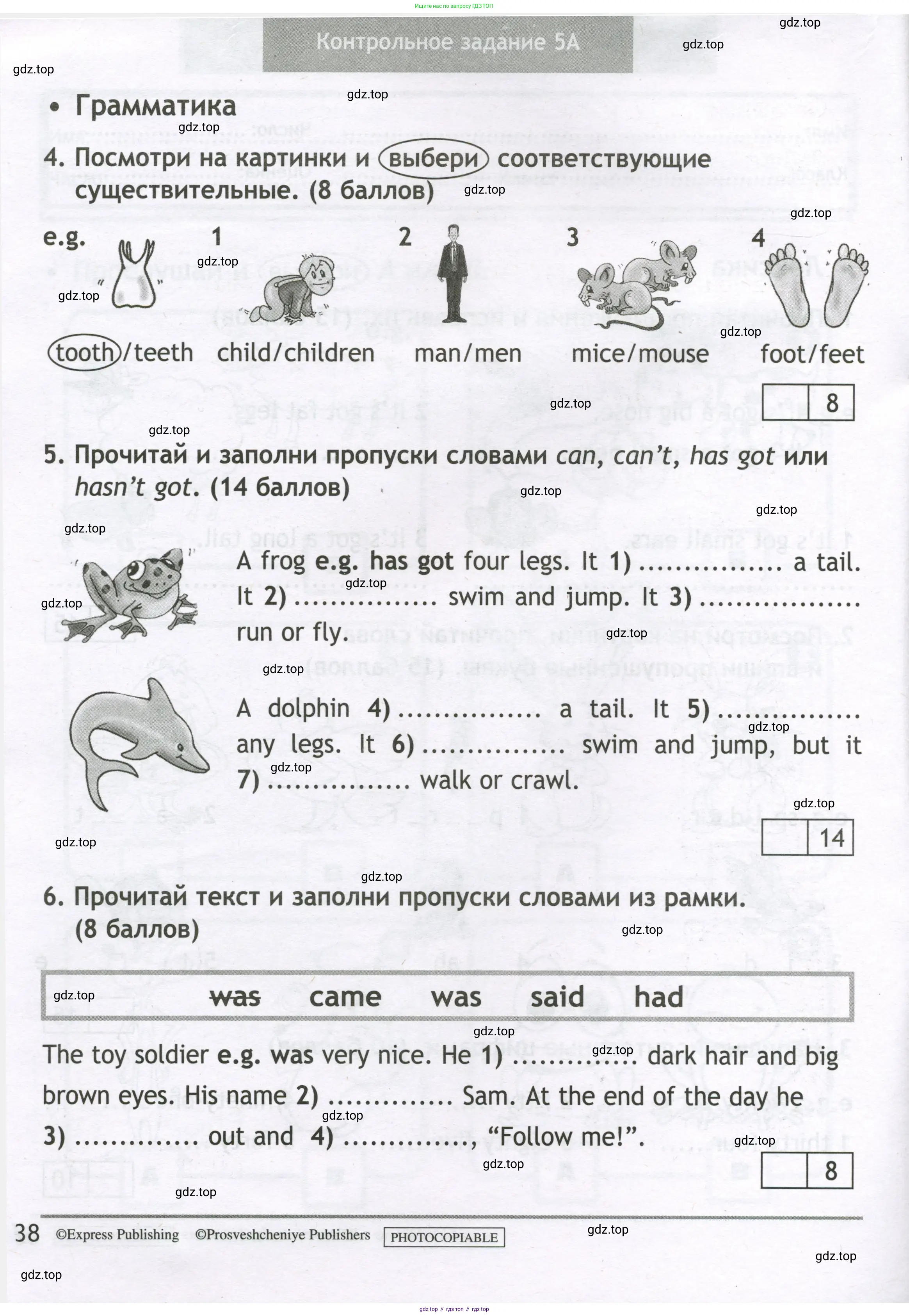 Английский язык (english), 3 класс контрольные задания (test booklet), авторы: Быкова Надежда Ильинична (Bykova Nadezhda), Дули Дженни (Dooley Jenny), Поспелова Марина Давидовна (Pospelova Marina), Эванс Вирджиния (Evans Virginia), издательство Просвещение, Москва, 2023, салатового цвета, страница 38