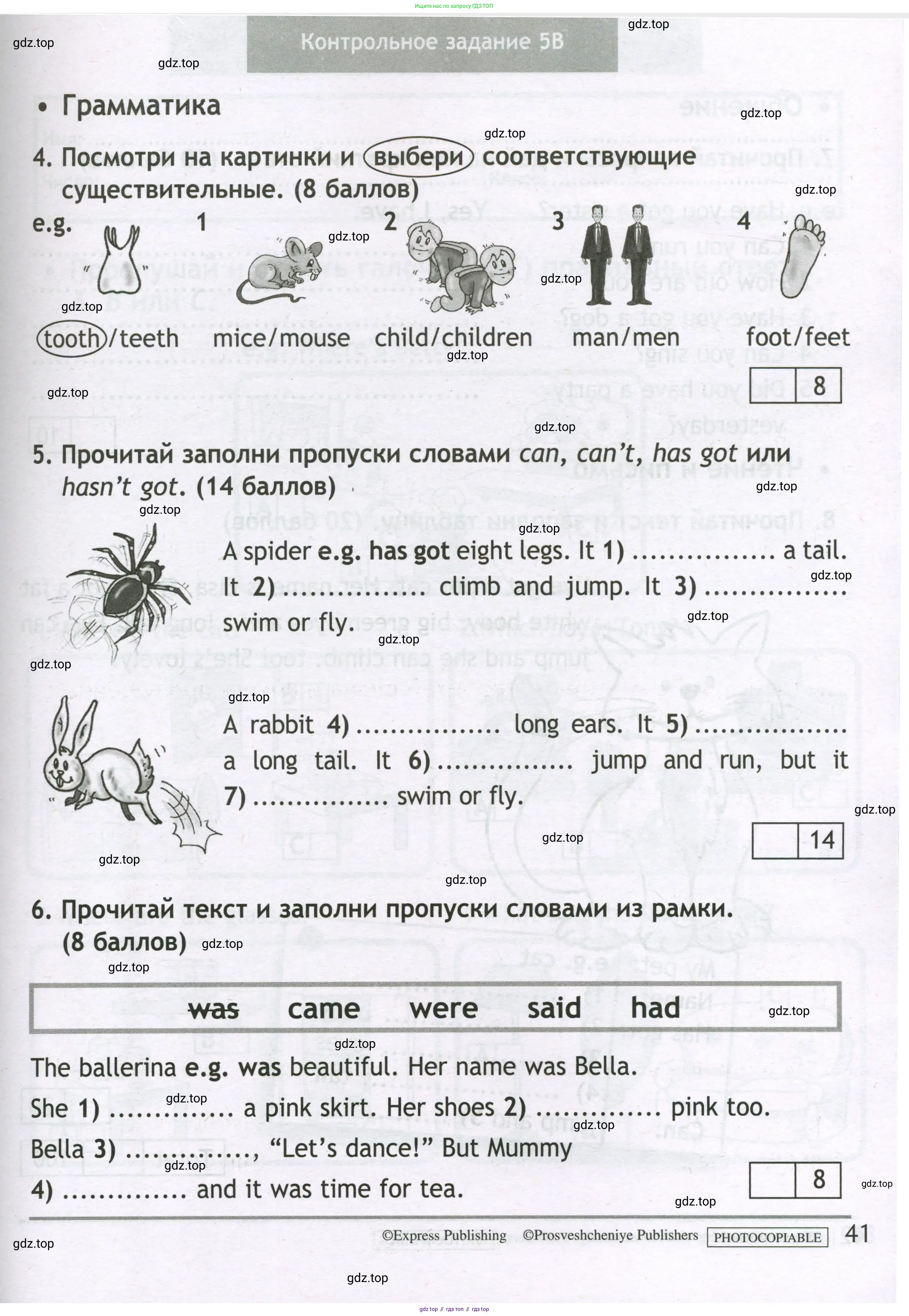Английский язык (english), 3 класс контрольные задания (test booklet), авторы: Быкова Надежда Ильинична (Bykova Nadezhda), Дули Дженни (Dooley Jenny), Поспелова Марина Давидовна (Pospelova Marina), Эванс Вирджиния (Evans Virginia), издательство Просвещение, Москва, 2023, салатового цвета, страница 41