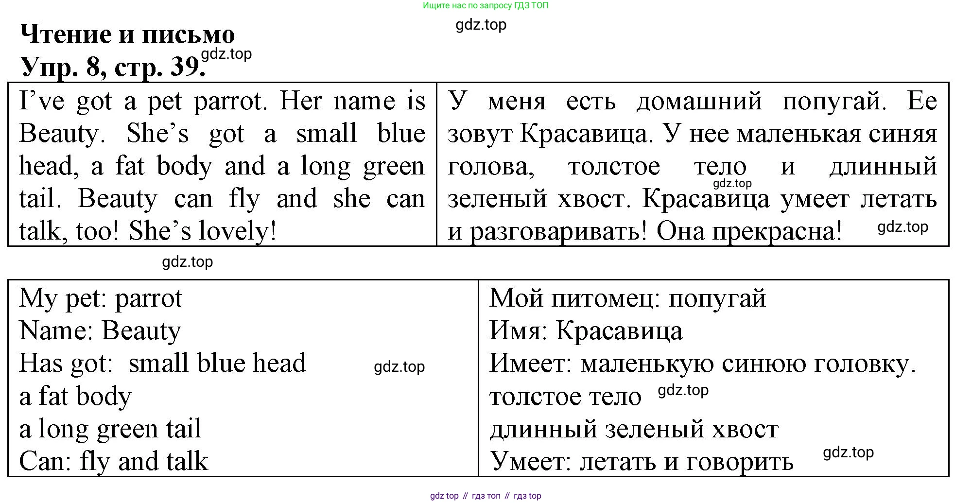 Английский язык (english), 3 класс контрольные задания (test booklet), авторы: Быкова Надежда Ильинична (Bykova Nadezhda), Дули Дженни (Dooley Jenny), Поспелова Марина Давидовна (Pospelova Marina), Эванс Вирджиния (Evans Virginia), издательство Просвещение, Москва, 2023, салатового цвета, страница 39, номер 8, Решение 1