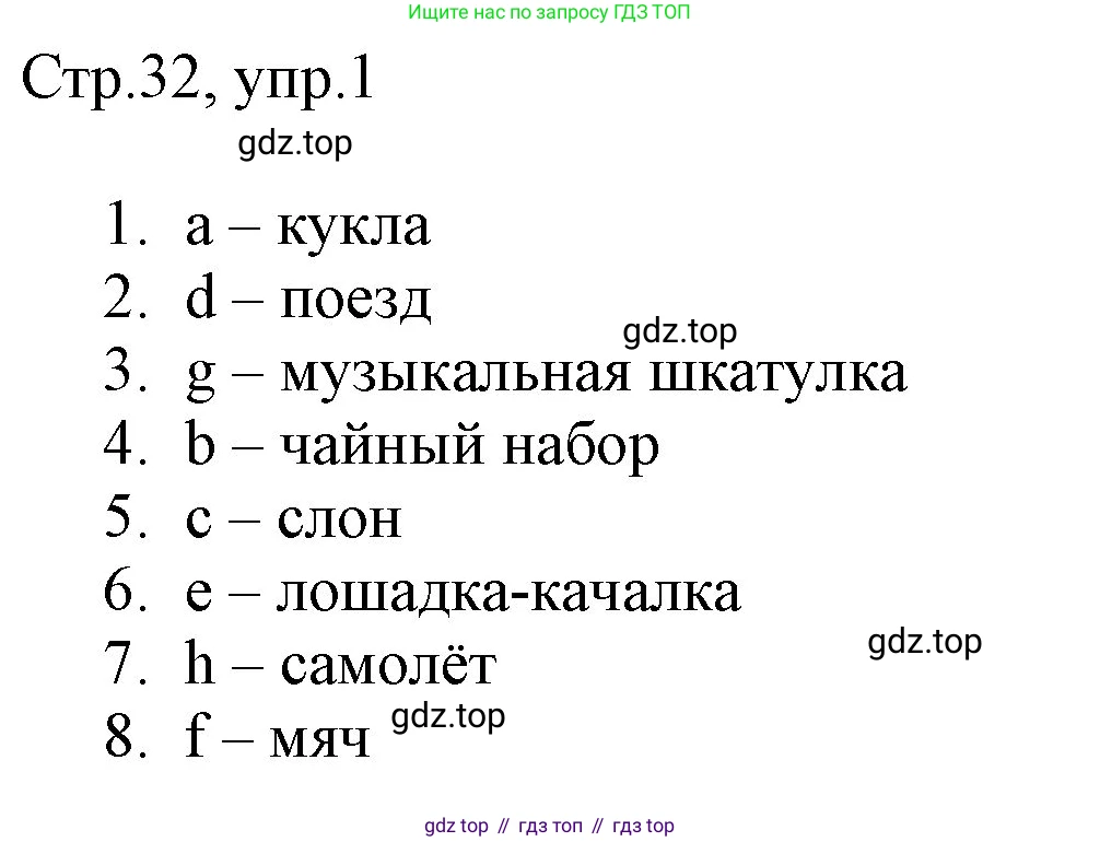 ГДЗ Английский язык (english), 3 класс Рабочая тетрадь (workbook), авторы: Быкова Надежда Ильинична (Bykova Nadezhda), Дули Дженни (Dooley Jenny), Поспелова Марина Давидовна (Pospelova Marina), Эванс Вирджиния (Evans Virginia), издательство Просвещение, Москва, 2023, зелёного цвета, страница 32, номер 1, Решение 1
