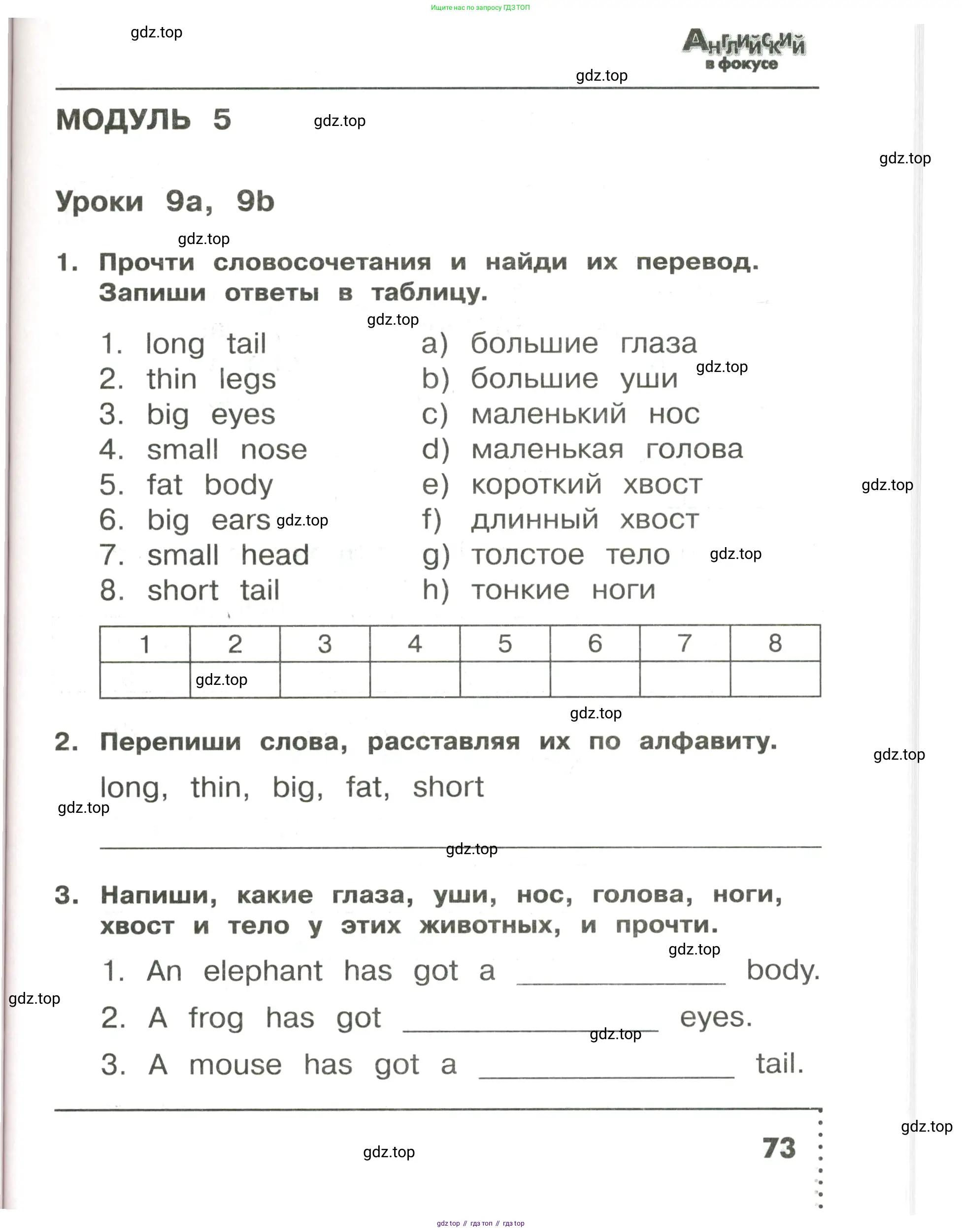 Английский язык (english), 3 класс Сборник упражнений, авторы: Быкова Надежда Ильинична (Bykova Nadezhda), Поспелова Марина Давидовна (Pospelova Marina), издательство Просвещение, Москва, 2023, зелёного цвета, страница 73