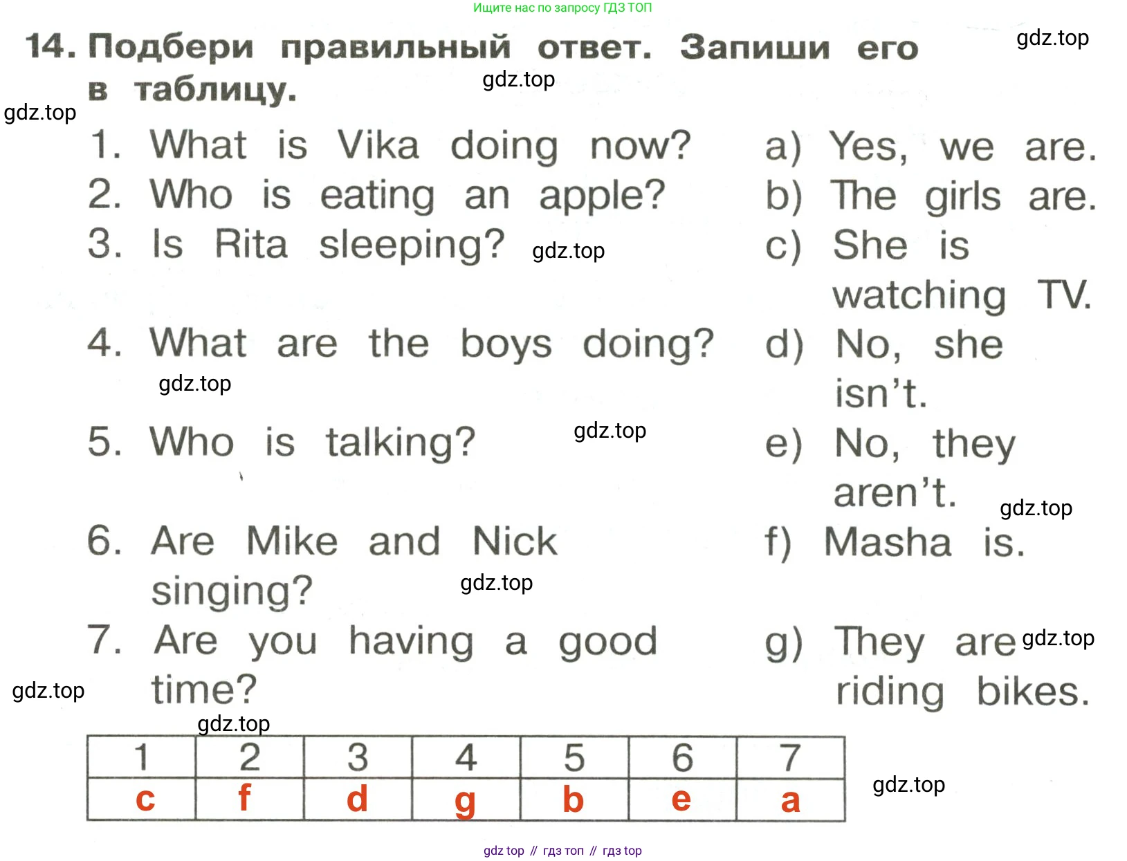 ГДЗ Английский язык (english), 3 класс Сборник упражнений, авторы: Быкова Надежда Ильинична (Bykova Nadezhda), Поспелова Марина Давидовна (Pospelova Marina), издательство Просвещение, Москва, 2023, зелёного цвета, страница 124, номер 14, Решение 2