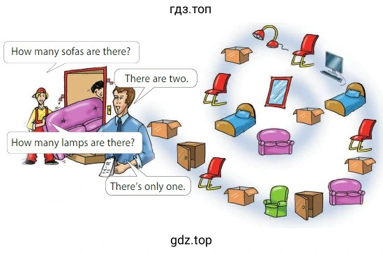 How many sofas are there? There are two. How many lamps are there? There's only one.
