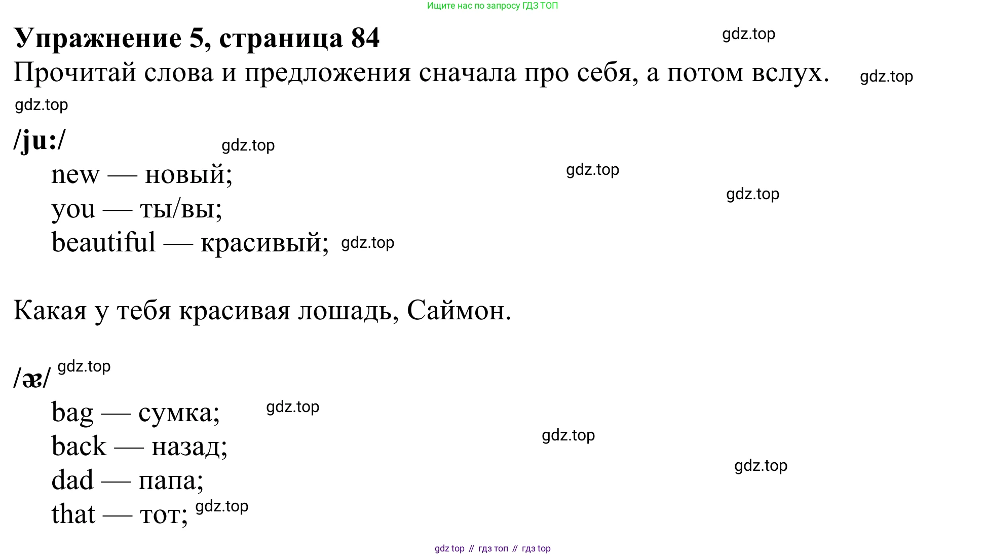 Английский язык (english), 3 класс Учебник (Student's book), авторы: Быкова Надежда Ильинична (Bykova Nadezhda), Дули Дженни (Dooley Jenny), Поспелова Марина Давидовна (Pospelova Marina), Эванс Вирджиния (Evans Virginia), издательство Просвещение, Москва, 2023, зелёного цвета, Часть 2, страница 84, номер 5, Решение 2