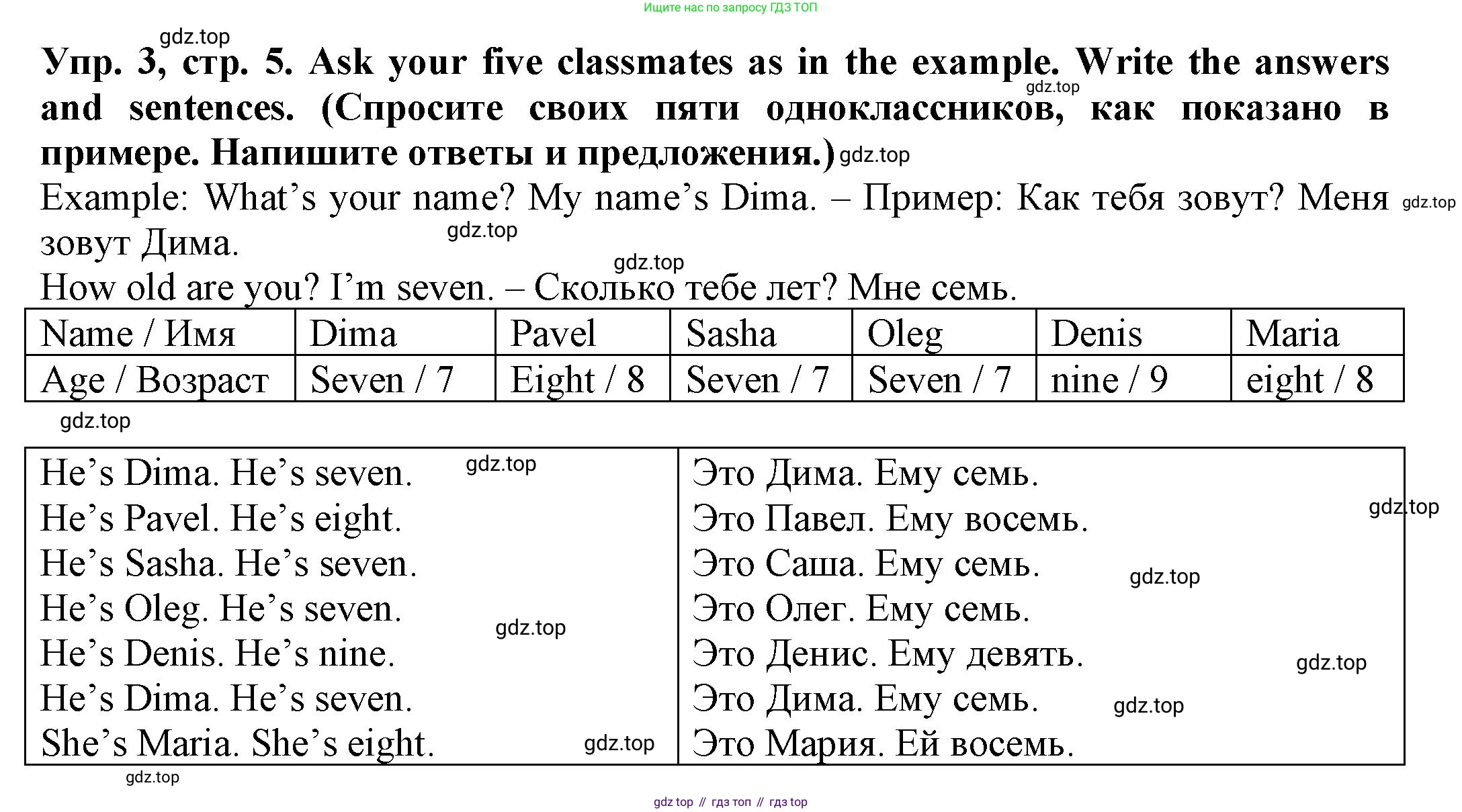 ГДЗ Английский язык (english), 3 класс Грамматический тренажёр, автор: Юшина Дарья Генадьевна, издательство Просвещение, Москва, 2023, салатового цвета, страница 5, номер 3, Решение