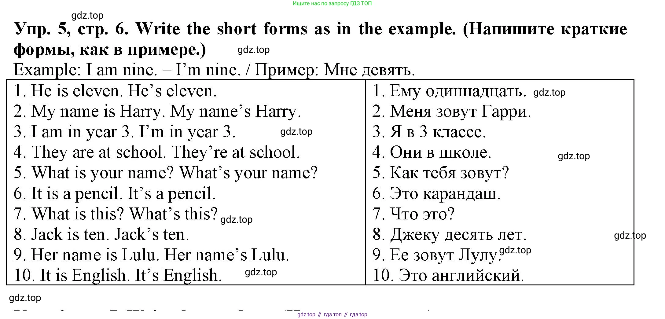 ГДЗ Английский язык (english), 3 класс Грамматический тренажёр, автор: Юшина Дарья Генадьевна, издательство Просвещение, Москва, 2023, салатового цвета, страница 6, номер 5, Решение