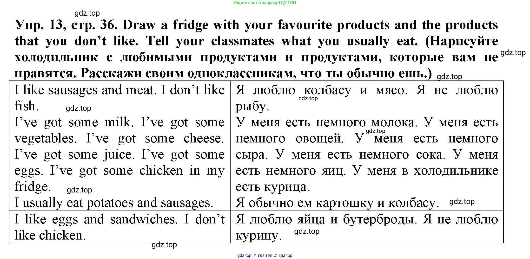 ГДЗ Английский язык (english), 3 класс Грамматический тренажёр, автор: Юшина Дарья Генадьевна, издательство Просвещение, Москва, 2023, салатового цвета, страница 36, номер 13, Решение