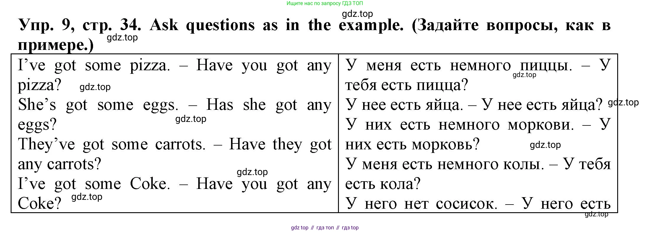 ГДЗ Английский язык (english), 3 класс Грамматический тренажёр, автор: Юшина Дарья Генадьевна, издательство Просвещение, Москва, 2023, салатового цвета, страница 34, номер 9, Решение